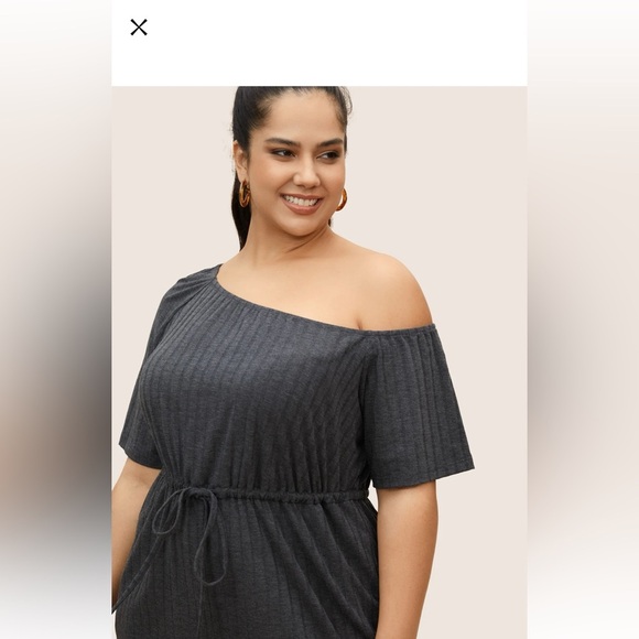 BloomChic Dolman Sleeve Asymmetrical Neck Drawstring Waist Short Rompers XL us14 - Picture 3 of 7